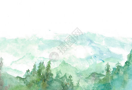 远山森林水墨画图片