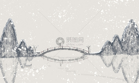 小寒中国风插画图片