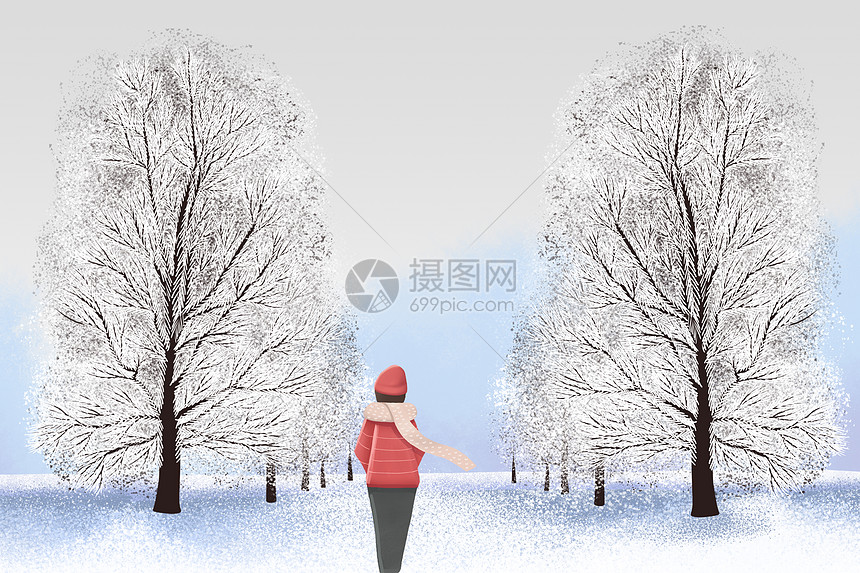 大雪独行图片