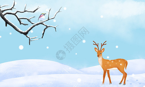 清新手绘雪天背景图片