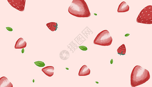 水彩草莓背景插画图片