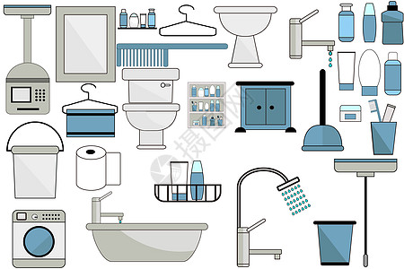 花洒矢量浴室用品设计图片