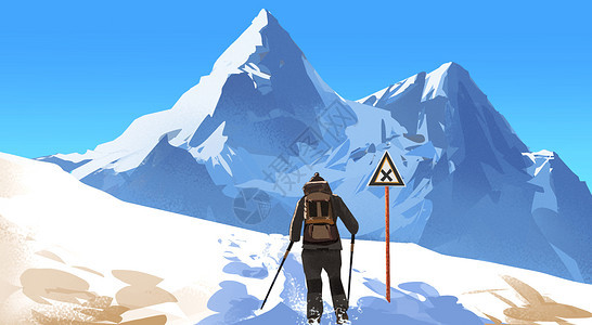 雪山上的探险者背景图片