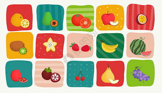 多种季节水果插画背景图片