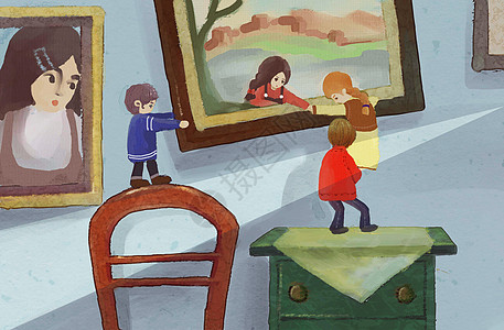 画中的儿童儿童美术馆高清图片