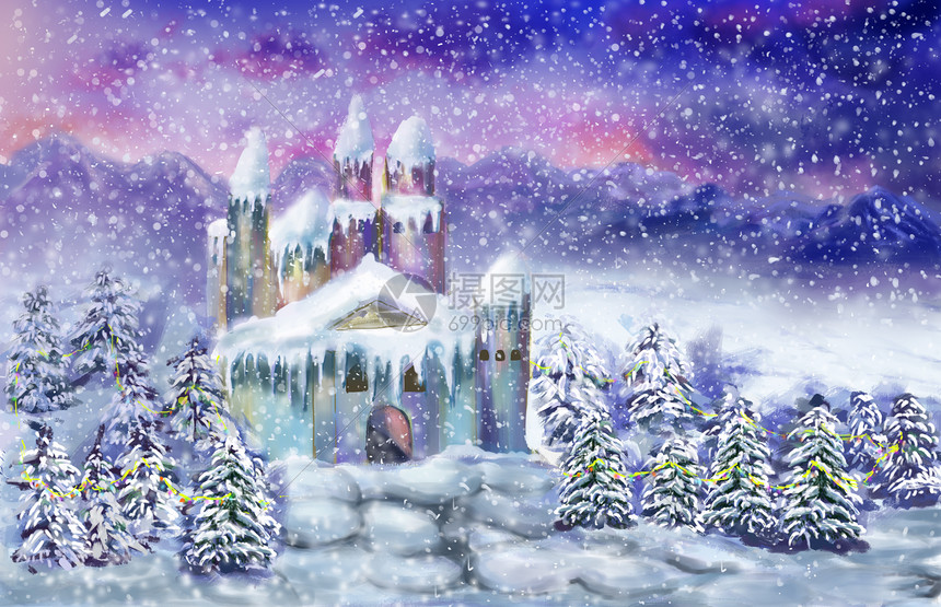 雪花飘飘插画图片下载 正版图片 摄图网