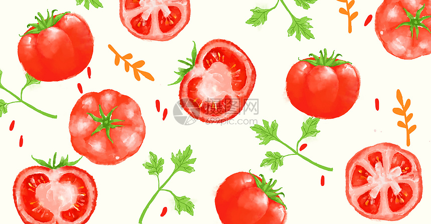 鲜美水果西红柿插画图片