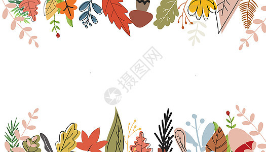 彩色植物边框背景图片