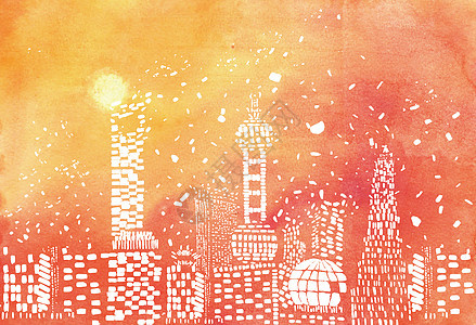 霓虹城市插画背景图片
