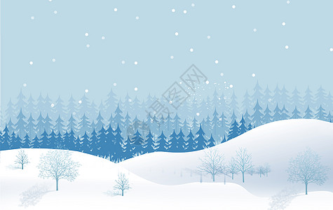 冬季雪景插画背景图片