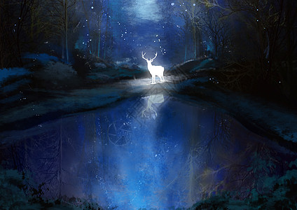 夜色中的麋鹿背景图片