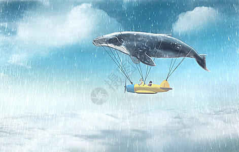 雨天翱翔的鲸图片