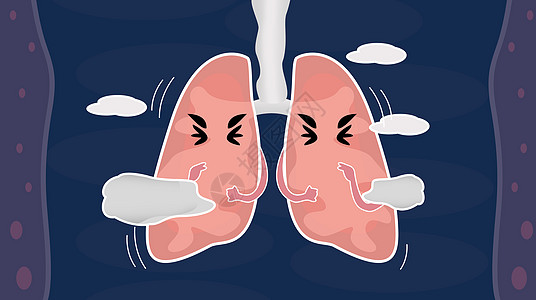 大气污染呼吸困难的肺插画