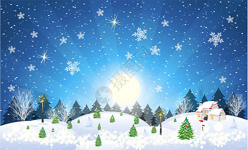 下雪场景插画图片