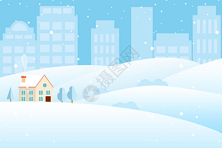 城市远郊的雪景图片
