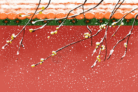 冬季雪景大雪插画高清图片