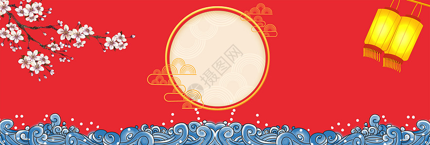 梅花花瓣红色中国风新年背景设计图片