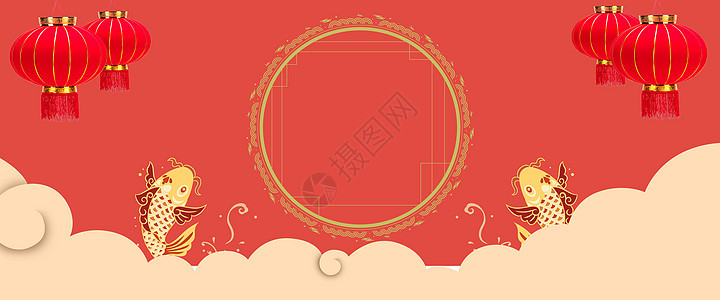 中式红色新年背景图片
