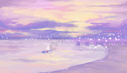 浪漫紫色海港图片