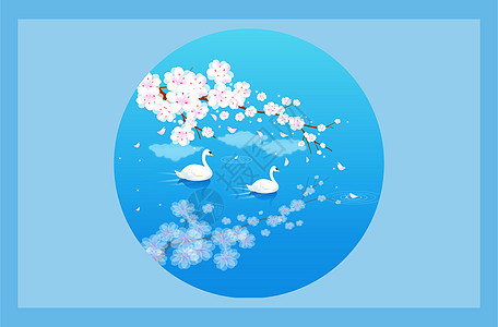 中国风插画河里的鹅图片
