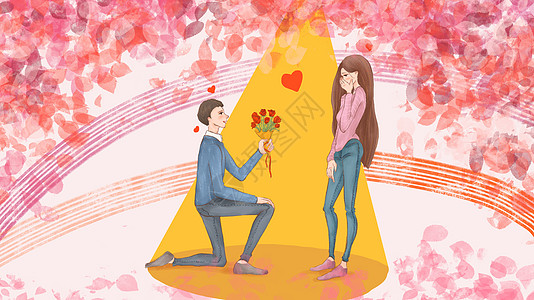 浪漫表白求婚插画玫瑰地高清图片