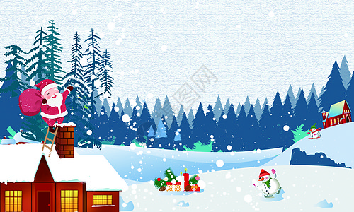 大冰的小屋冬季雪景插画插画