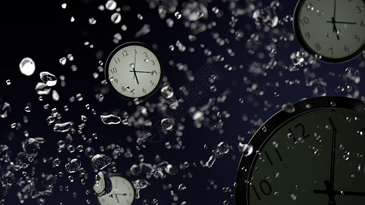 时间煮雨水雾时钟设计图片