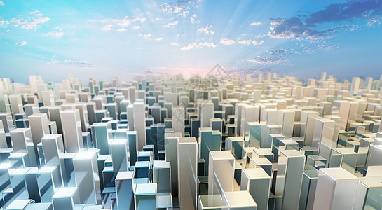 3D科技城市光芒高清图片素材