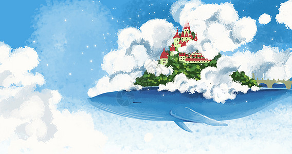 城堡鲸鱼天空之城素材高清图片