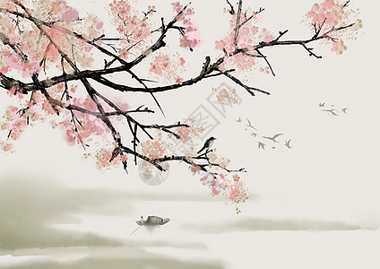 梅花喜鹊图手绘喜鹊与樱花高清图片
