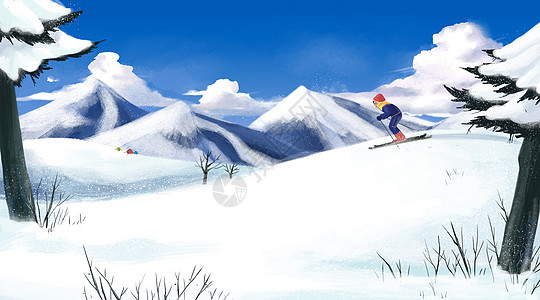 冬日滑雪者图片