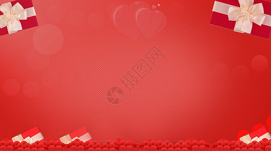 情人节促销广告情人节红色礼物背景设计图片