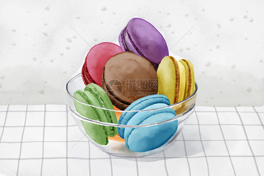 马卡龙手绘插画插画图片下载 正版图片 摄图网
