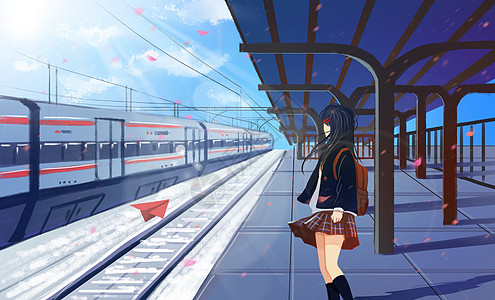 高铁站台上的少女图片