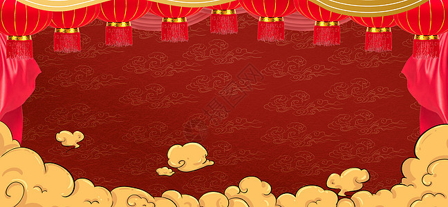 中式红色喜庆新年背景图片