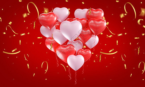 红色爱心情人节背景图片
