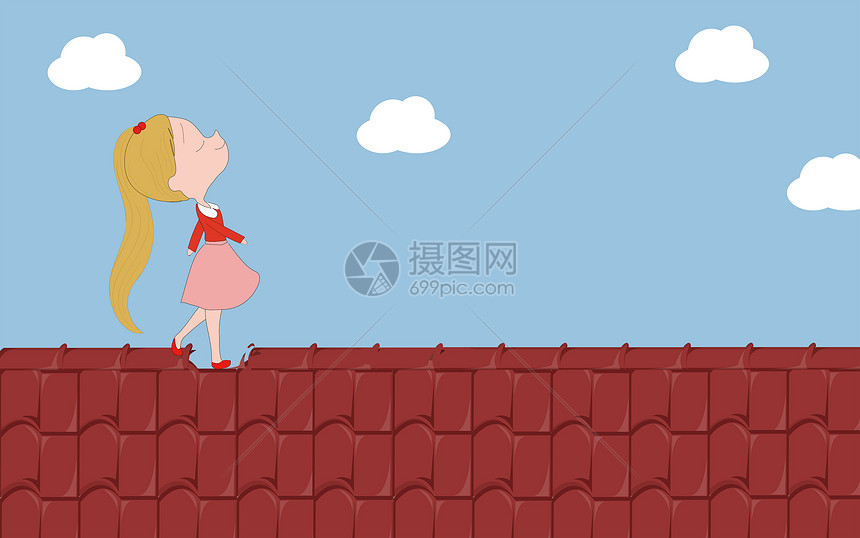 可爱小女孩矢量插画图片