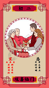春节插画背景图片