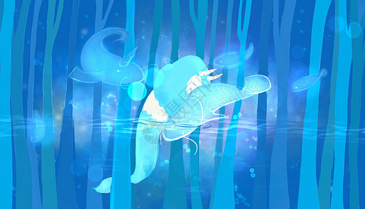 梦中的蓝鲤鱼背景图片