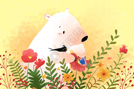 北极熊童话插画温暖小清新壁纸插画