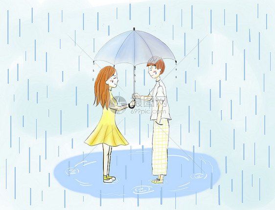 雨天情侣图片