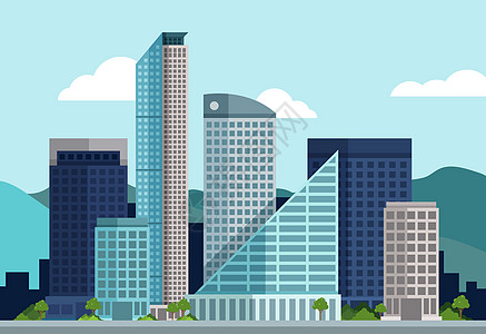 商务大楼科技城市建筑蓝色插画
