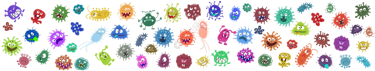 流感卡通细菌病毒元素插画