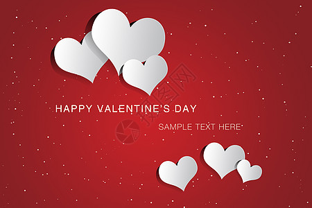 笔记本纸红色情人节卡片模板与白色的心设计图片