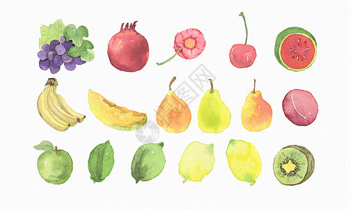 手绘水彩水果素材背景图片