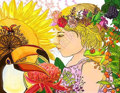 绽放的向日葵花插画_绽放的向日葵花卡通_绽放的向日葵花插图_手绘_板