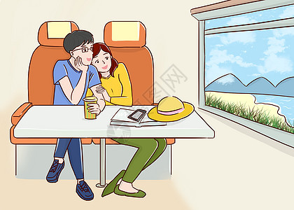 坐在火车上看窗外风景图片