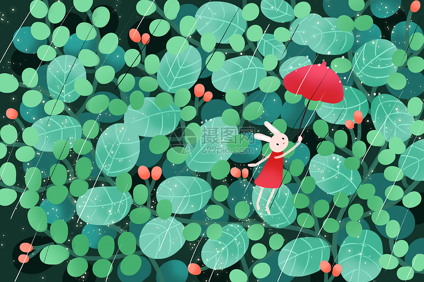 雨水节气插画图片