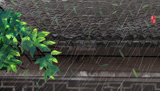 雨水插画图片