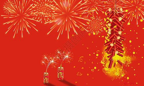 春节背景图红色烟花高清图片